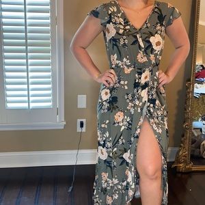 Floral dress olive
